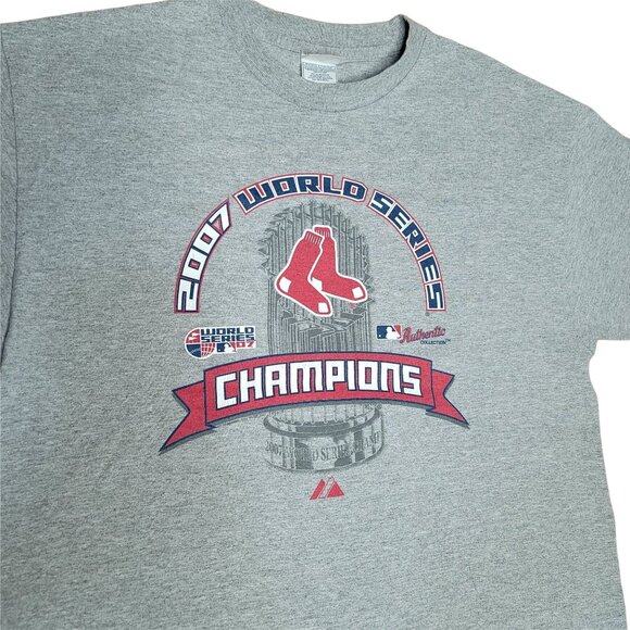Boston Red Sox Shirt TShirt 2007 World Series Champions Mens Sz L Gray - Picture 3 of 7